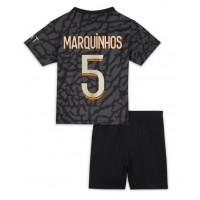 Paris Saint-Germain Marquinhos #5 Tretí Detský futbalový dres 2023-24 Krátky Rukáv (+ trenírky)